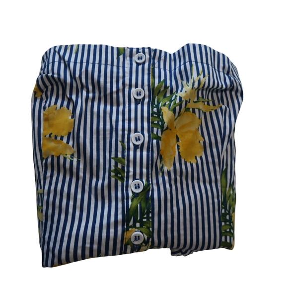 NWT Bepop Reversible Strapless Mini Dress XL Floral Nautical Stripes Cottagecore - Picture 11 of 14